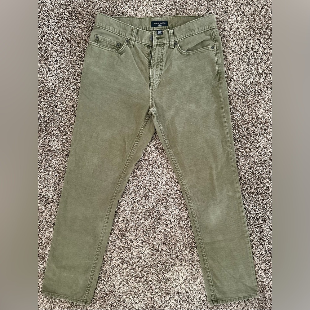 Mens Banana Republic Corduroy Dark Green Pants Size 30”x 30”